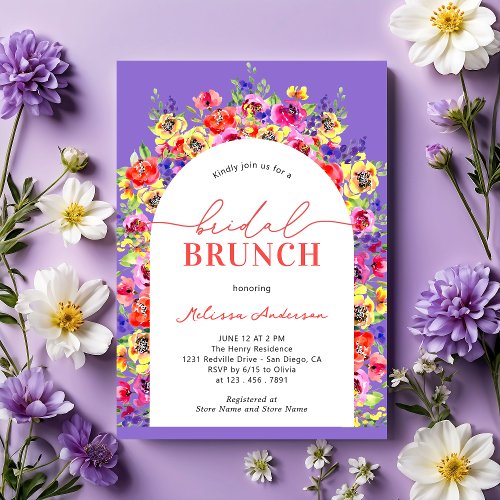 Elegant Colorful Floral Garden Bridal Brunch Invitation