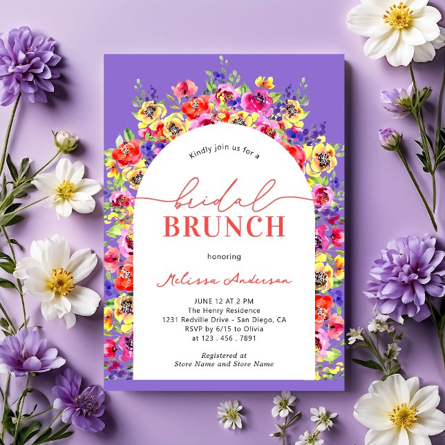 Elegant Colorful Floral Garden Bridal Brunch Invitation (Creator Uploaded)