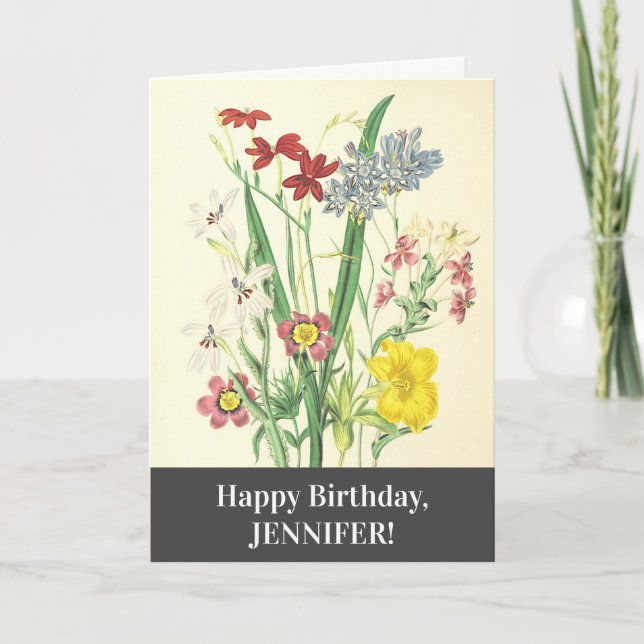 Elegant, Colorful Floral Happy Birthday Card (Front)