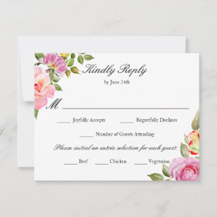 Elegant Colorful Floral Meal Choice RSVP Card