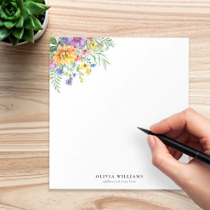 Elegant Colorful Floral Monogram Notepad