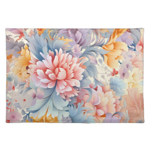 Elegant Colorful Floral Pattern Japan Art Cloth Placemat