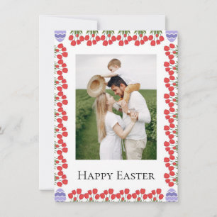 Elegant Colorful Floral Photo Happy Easter Holiday Card