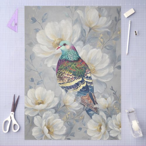 Elegant Colorful Floral Pigeon Decoupage Crafting Tissue Paper
