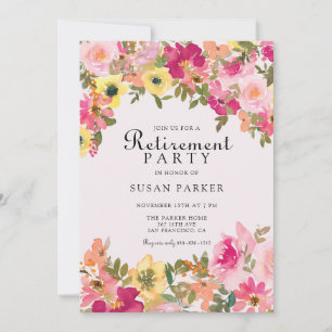 Elegant Colorful Floral Retirement Party Invitation