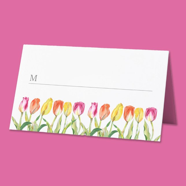 Elegant Colorful Floral Tulips Happy Easter Place Card (Elegant Colorful Floral Tulips Happy Easter Place Card)