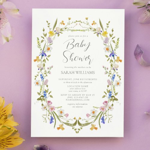 Elegant Colorful Floral Watercolor Baby Shower Invitation