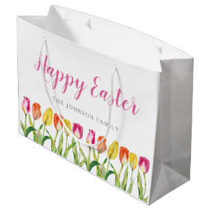 Elegant Colorful Floral Watercolor Tulips Large Gift Bag