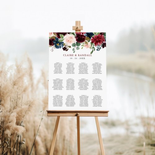 Elegant Colorful Floral Wedding Seating Chart