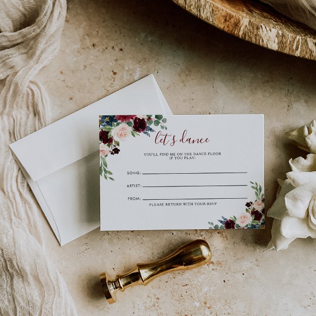 Elegant Colorful Floral Wedding Song Request Card (Creator Uploaded)