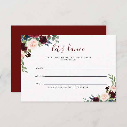 Elegant Colorful Floral Wedding Song Request Card
