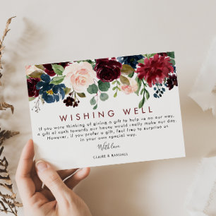 Elegant Colorful Floral Wedding Wishing Well  Enclosure Card