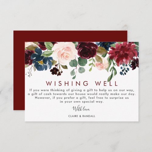 Elegant Colorful Floral Wedding Wishing Well  Enclosure Card