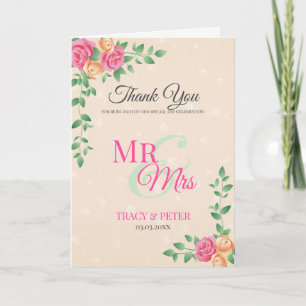 Elegant Colorful Floral Wreath Thank You Card
