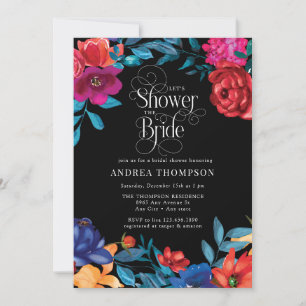 Elegant Colorful Flowers   Greenery Bridal Shower Invitation
