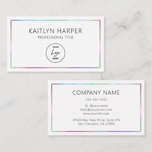 Elegant Colorful Foil Frame Minimal Logo Business Card