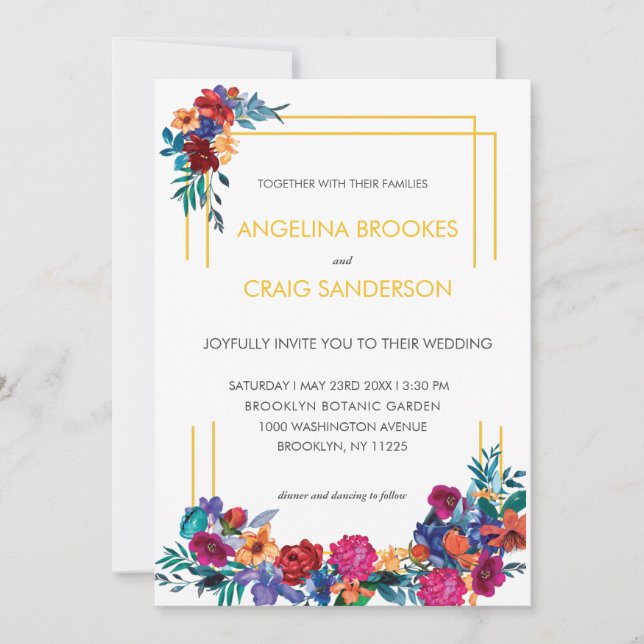 Elegant Colorful Garden Flower Invitation (Front)