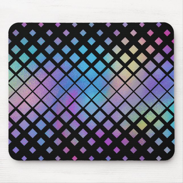 Elegant Colorful Geometric Diamonds Tiles Pattern Mouse Pad (Front)