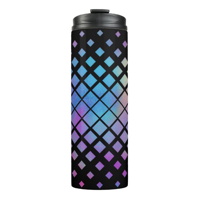 Elegant Colorful Geometric Diamonds Tiles Pattern Thermal Tumbler (Front)