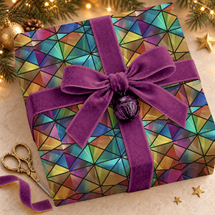 Elegant Colorful Geometric Stained Glass Wrapping Paper