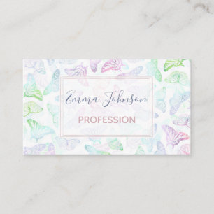 Elegant Colorful Glitter Butterfly Design Business Card