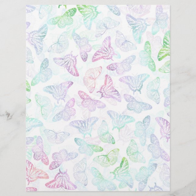 Elegant Colorful Glitter Butterfly Design Letterhead (Front)