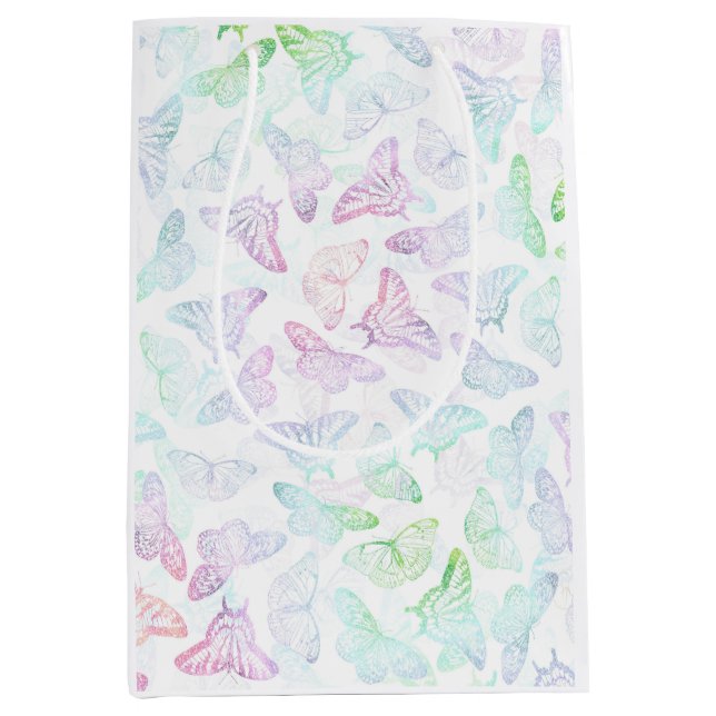 Elegant Colorful Glitter Butterfly Design Medium Gift Bag (Front)