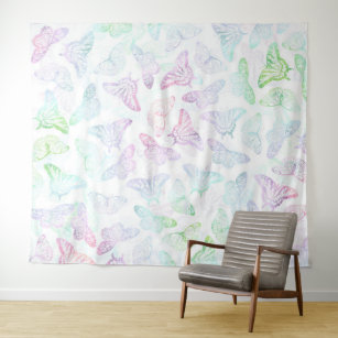 Elegant Colorful Glitter Butterfly Design Tapestry