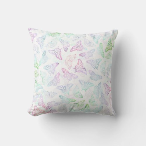 Elegant Colorful Glitter Butterfly Design Throw Pillow