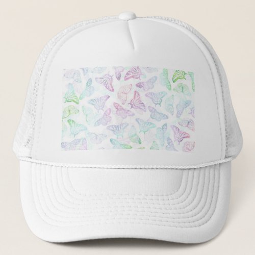 Elegant Colorful Glitter Butterfly Design Trucker Hat