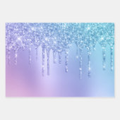 Elegant colorful glitter drips  wrapping paper sheets (Front)
