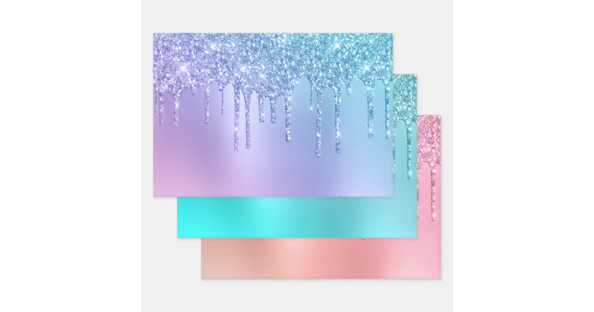 Elegant colorful glitter drips wrapping paper sheets Zazzle