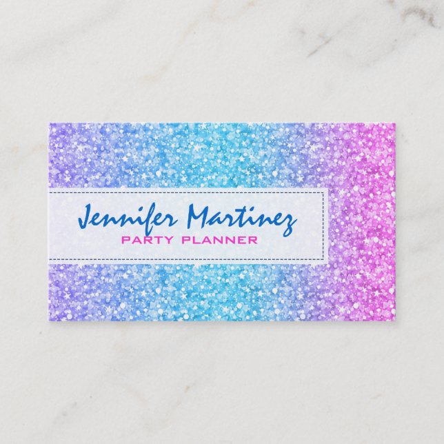 Elegant Colorful Glitter & Sparkles Texture Business Card (Front)
