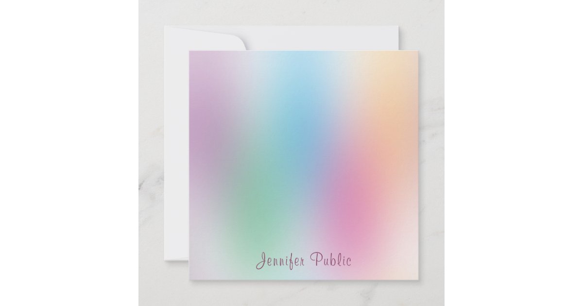 Elegant Colorful Handwritten Monogram Rainbow Note Card | Zazzle