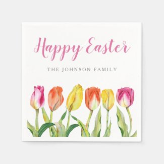 Elegant Colorful Happy Easter Floral Tulip 
