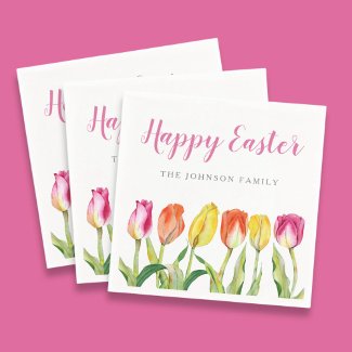 Elegant Colorful Happy Easter Floral Tulip 