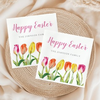 Elegant Colorful Happy Easter Floral Tulip 