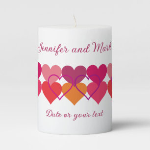 Elegant colorful hearts Pillar Candle