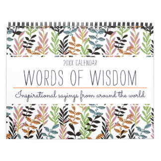 Elegant Colorful Inspirational Quote Floral 2022 Calendar