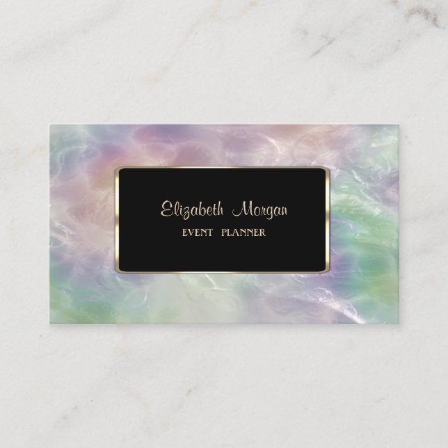 Elegant Colorful Iridescente Pearl Holographic Business Card (Front)