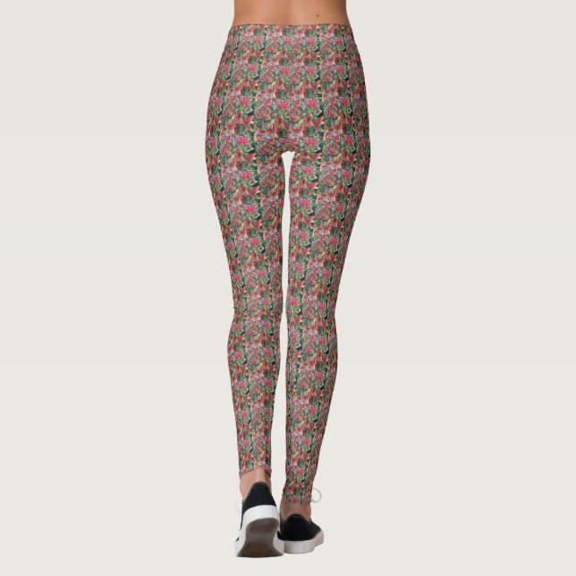 Elegant Colorful Leave Pattern Leggings (Back)