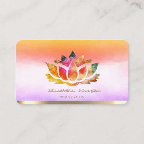 Elegant Colorful Lotus Watercolor  Colorful Business Card