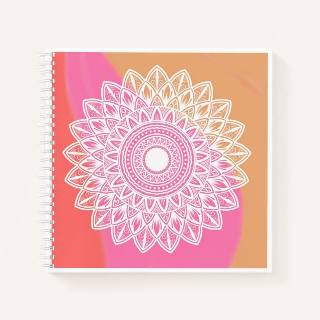 Elegant Colorful Mandala Floral Bohemian Notebook (Front)