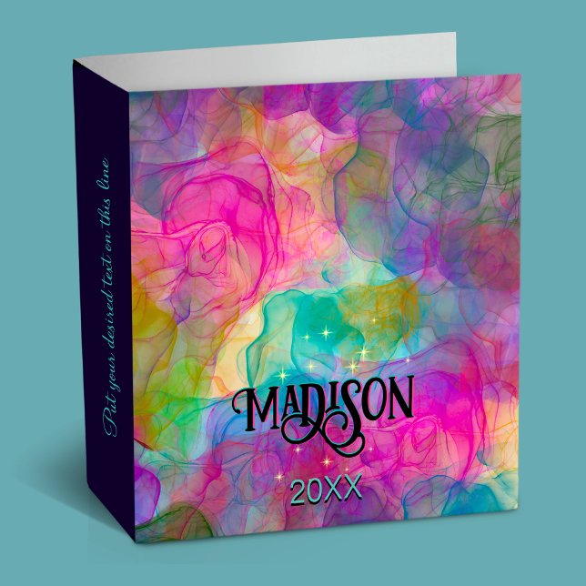 Elegant colorful marble art monogram 3 ring binder (Creator Uploaded)