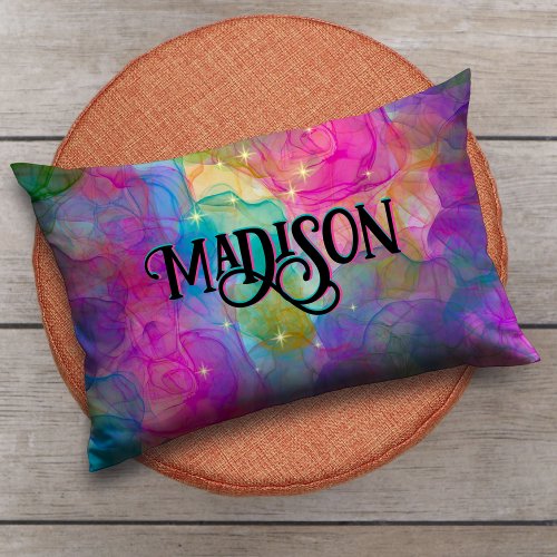 Elegant colorful marble art monogram accent pillow