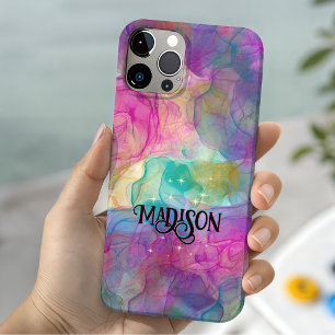 Elegant colorful marble art monogram iPhone 11 pro case