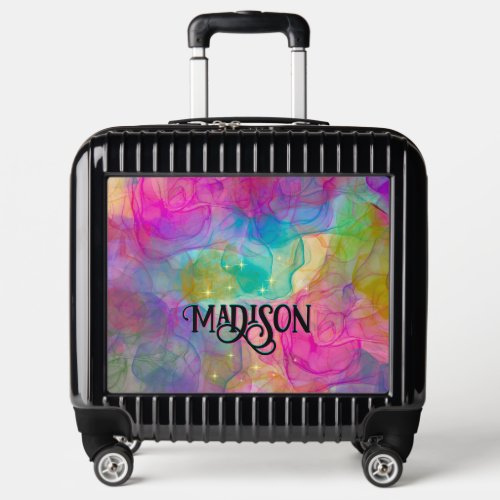 Elegant colorful marble art monogram luggage