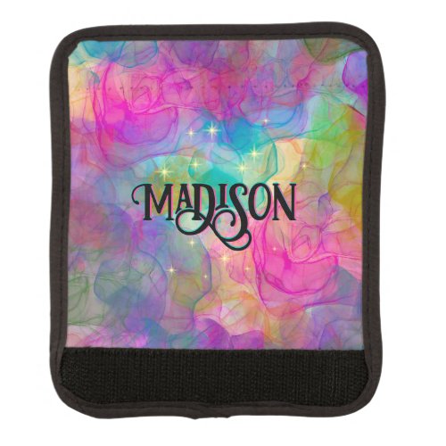 Elegant colorful marble art monogram luggage handle wrap