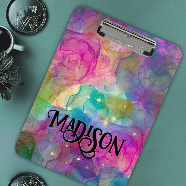 Elegant colorful marble art monogram mini clipboard (Creator Uploaded)