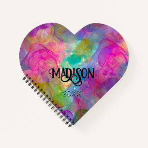 Elegant colorful marble art monogram notebook